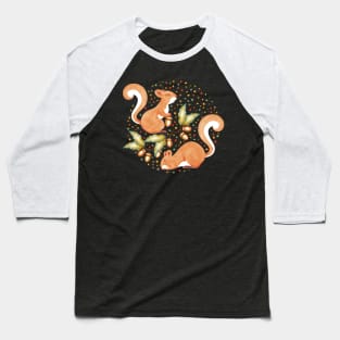 Acorn Foraging Red Squirrels Baseball T-Shirt